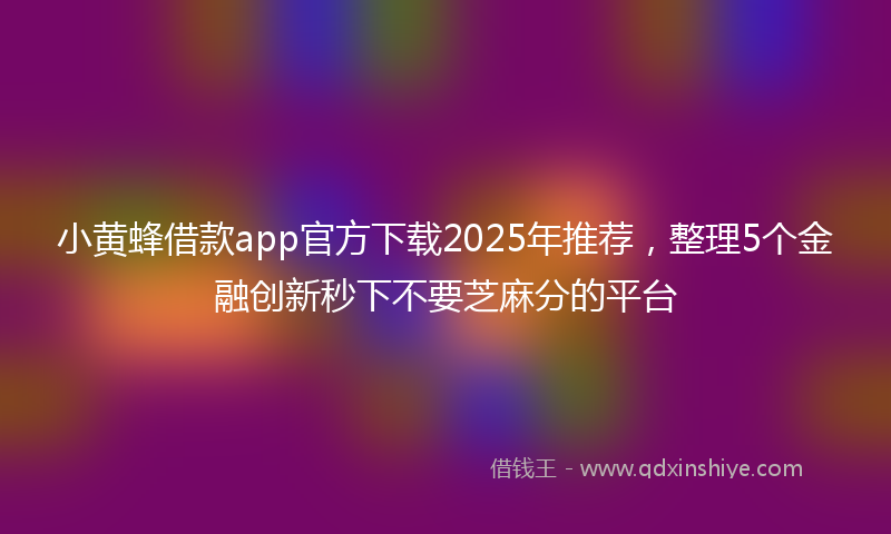 小黄蜂借款app官方下载2025年推荐，整理5个金融创新秒下不要芝麻分的平台