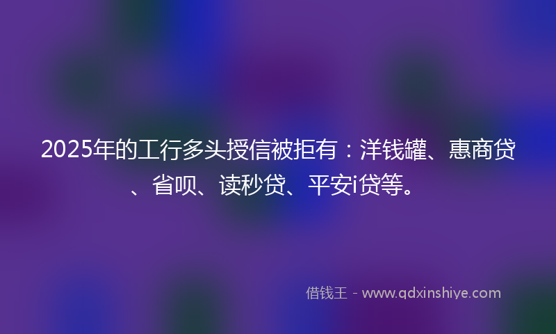 2025年的工行多头授信被拒有：洋钱罐、惠商贷、省呗、读秒贷、平安i贷等。