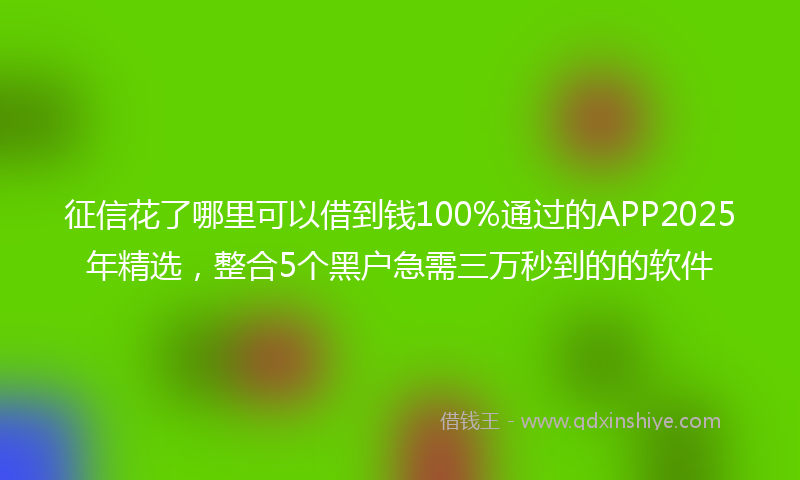 征信花了哪里可以借到钱100%通过的APP2025年精选，整合5个黑户急需三万秒到的的软件
