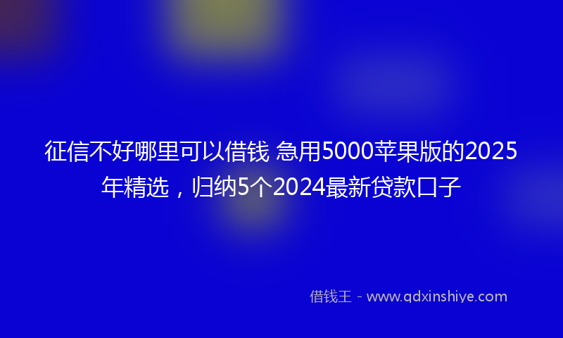 征信不好哪里可以借钱 急用5000苹果版的2025年精选，归纳5个2024最新贷款口子