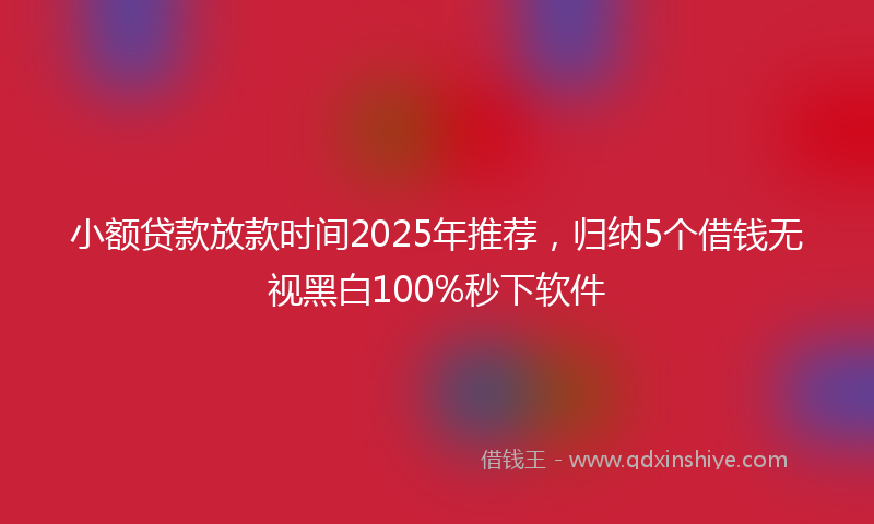 小额贷款放款时间2025年推荐，归纳5个借钱无视黑白100%秒下软件