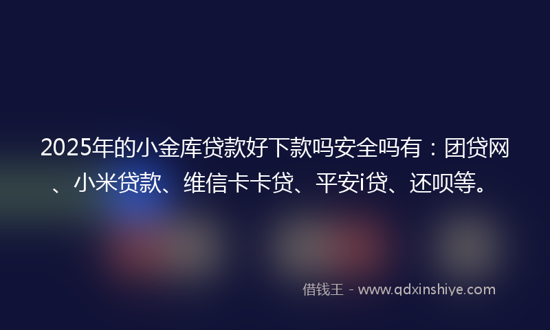 2025年的小金库贷款好下款吗安全吗有：团贷网、小米贷款、维信卡卡贷、平安i贷、还呗等。