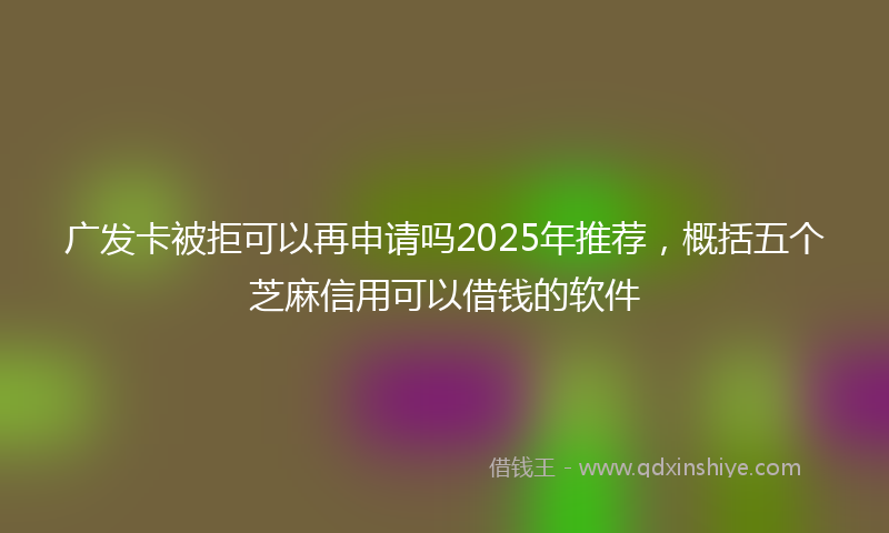 广发卡被拒可以再申请吗2025年推荐，概括五个芝麻信用可以借钱的软件