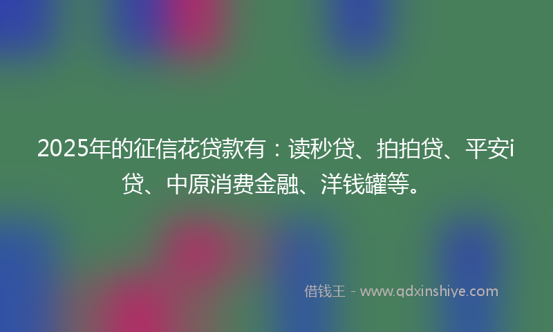 2025年的征信花贷款有：读秒贷、拍拍贷、平安i贷、中原消费金融、洋钱罐等。