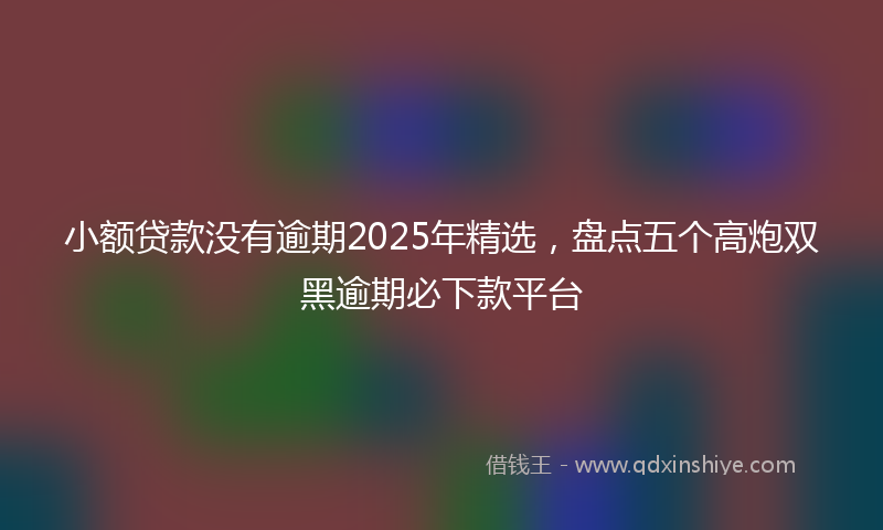 小额贷款没有逾期2025年精选，盘点五个高炮双黑逾期必下款平台