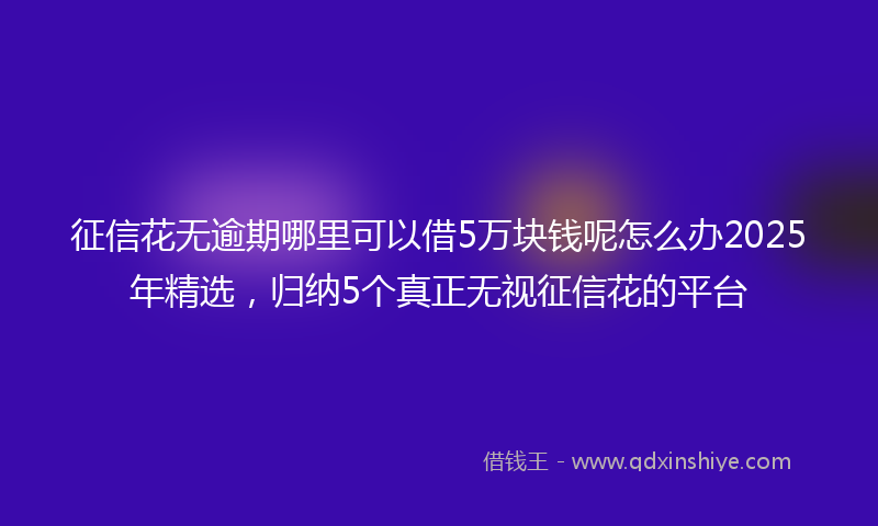 征信花无逾期哪里可以借5万块钱呢怎么办2025年精选，归纳5个真正无视征信花的平台