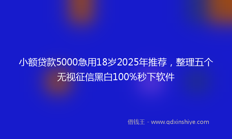 小额贷款5000急用18岁2025年推荐，整理五个无视征信黑白100%秒下软件