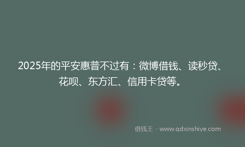 2025年的平安惠普不过有：微博借钱、读秒贷、花呗、东方汇、信用卡贷等。