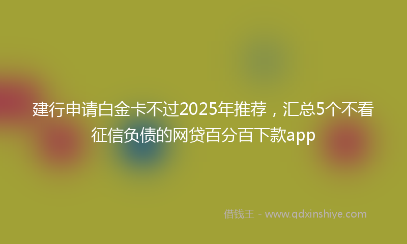 建行申请白金卡不过2025年推荐，汇总5个不看征信负债的网贷百分百下款app