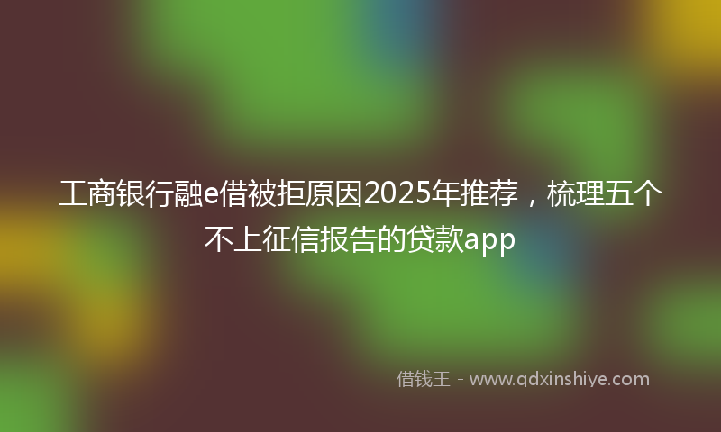 工商银行融e借被拒原因2025年推荐，梳理五个不上征信报告的贷款app