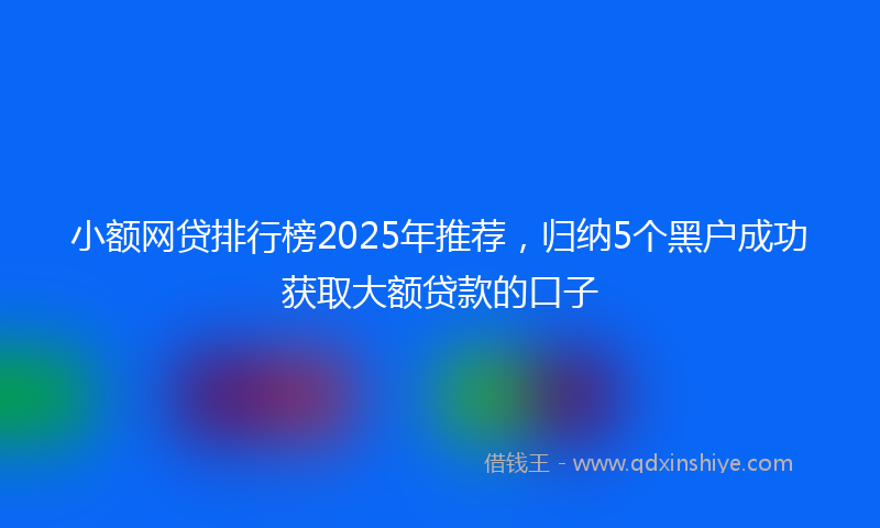 小额网贷排行榜2025年推荐，归纳5个黑户成功获取大额贷款的口子