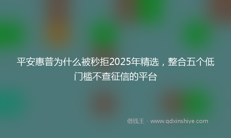 平安惠普为什么被秒拒2025年精选，整合五个低门槛不查征信的平台