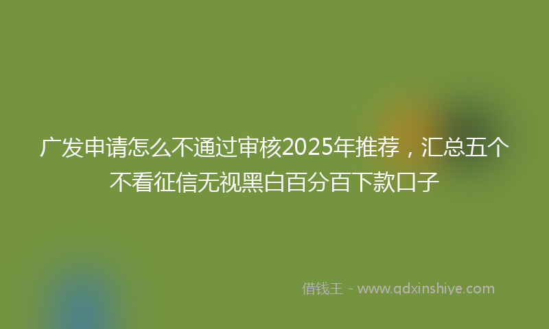 广发申请怎么不通过审核2025年推荐，汇总五个不看征信无视黑白百分百下款口子