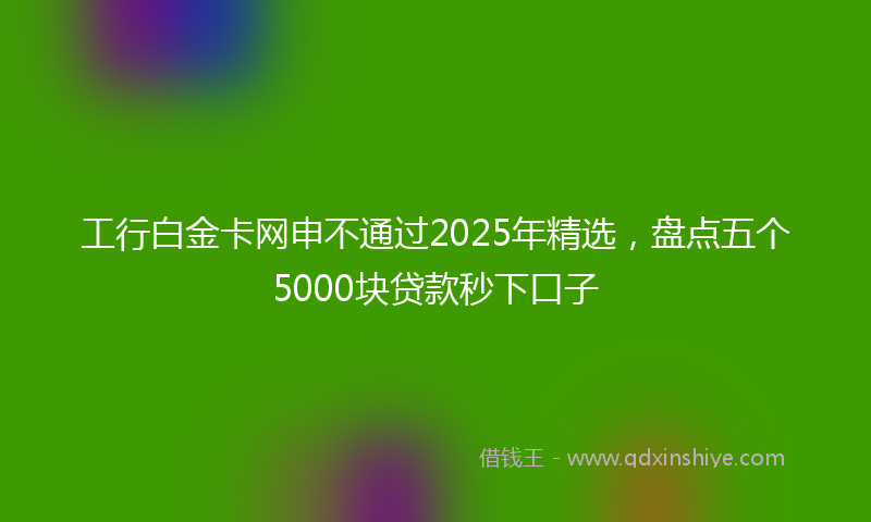 工行白金卡网申不通过2025年精选，盘点五个5000块贷款秒下口子