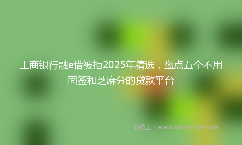 工商银行融e借被拒2025年精选，盘点五个不用面签和芝麻分的贷款平台