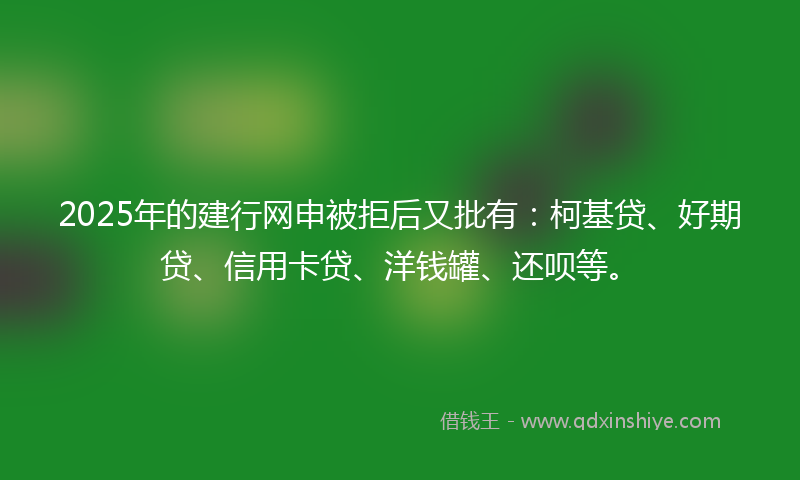 2025年的建行网申被拒后又批有：柯基贷、好期贷、信用卡贷、洋钱罐、还呗等。