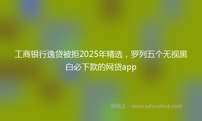 工商银行逸贷被拒2025年精选，罗列五个无视黑白必下款的网贷app