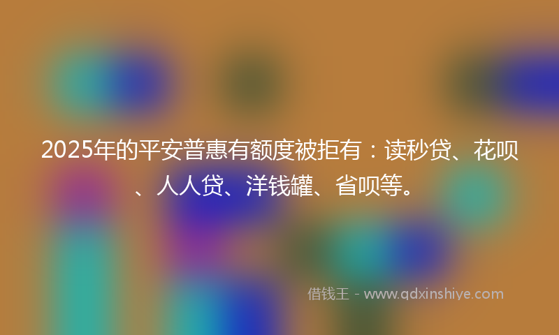 2025年的平安普惠有额度被拒有：读秒贷、花呗、人人贷、洋钱罐、省呗等。