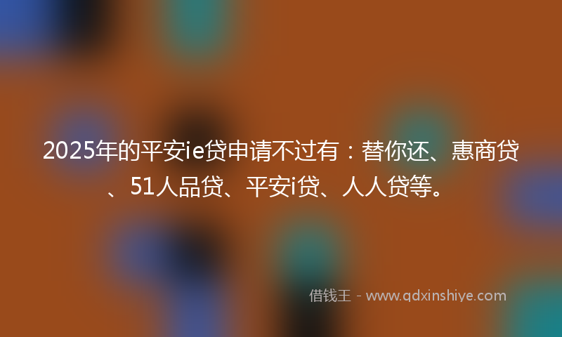2025年的平安ie贷申请不过有：替你还、惠商贷、51人品贷、平安i贷、人人贷等。