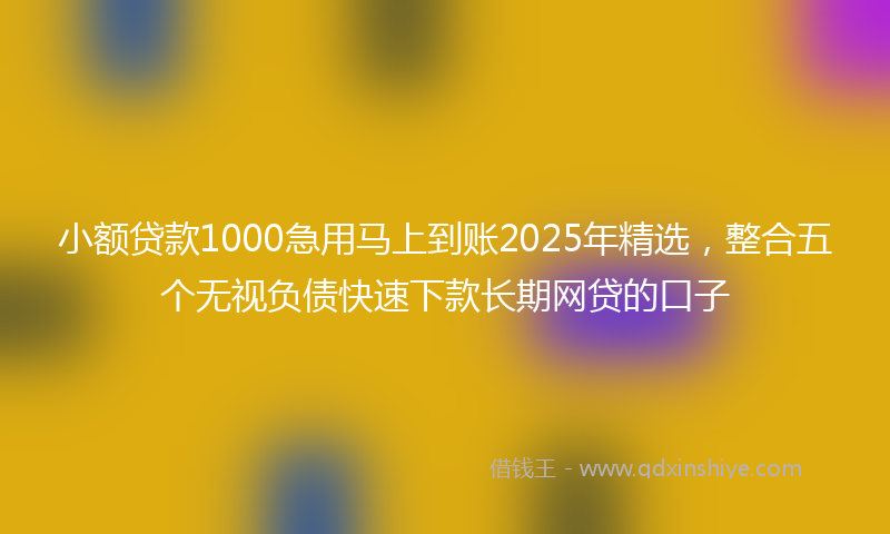 小额贷款1000急用马上到账2025年精选，整合五个无视负债快速下款长期网贷的口子