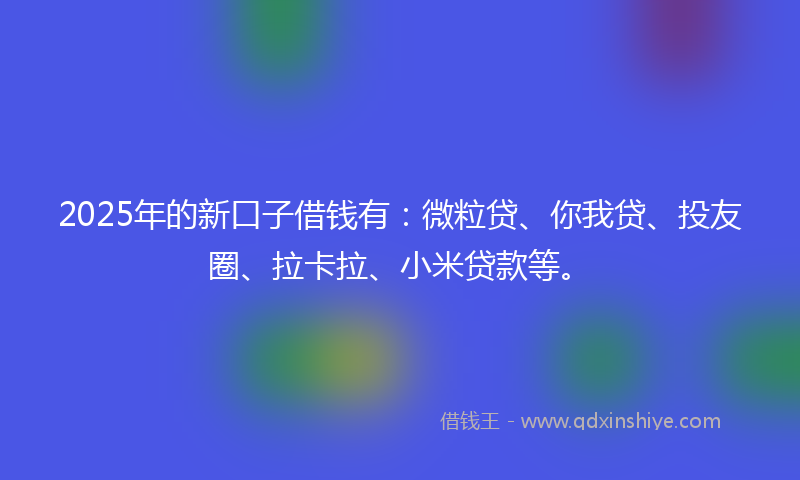 2025年的新口子借钱有：微粒贷、你我贷、投友圈、拉卡拉、小米贷款等。