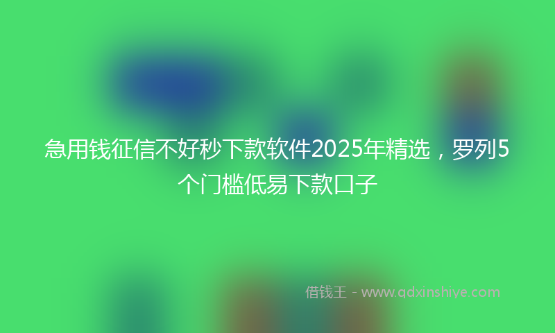 急用钱征信不好秒下款软件2025年精选，罗列5个门槛低易下款口子