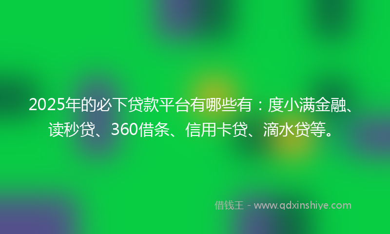 2025年的必下贷款平台有哪些有：度小满金融、读秒贷、360借条、信用卡贷、滴水贷等。