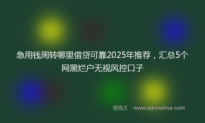 急用钱周转哪里借贷可靠2025年推荐，汇总5个网黑烂户无视风控口子