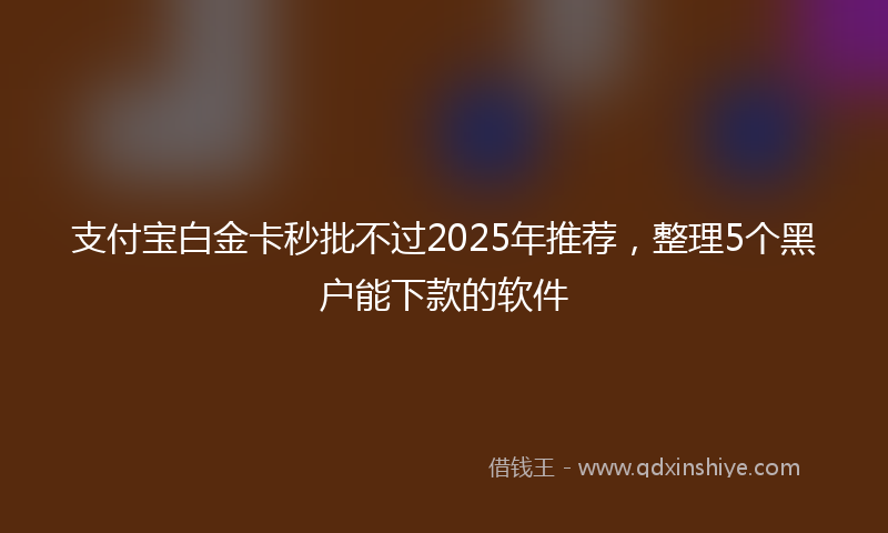 支付宝白金卡秒批不过2025年推荐，整理5个黑户能下款的软件