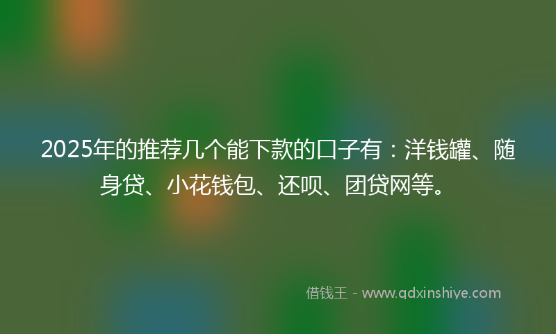 2025年的推荐几个能下款的口子有：洋钱罐、随身贷、小花钱包、还呗、团贷网等。