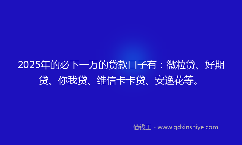 2025年的必下一万的贷款口子有：微粒贷、好期贷、你我贷、维信卡卡贷、安逸花等。