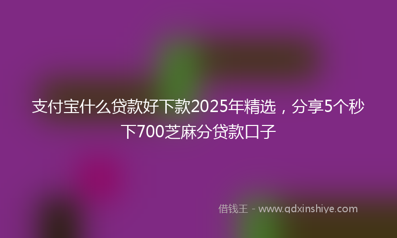 支付宝什么贷款好下款2025年精选，分享5个秒下700芝麻分贷款口子