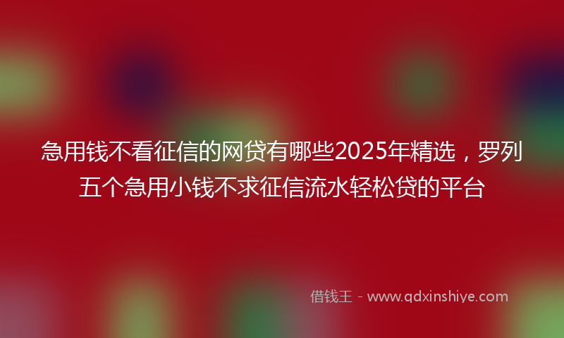急用钱不看征信的网贷有哪些2025年精选，罗列五个急用小钱不求征信流水轻松贷的平台