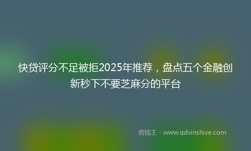 快贷评分不足被拒2025年推荐，盘点五个金融创新秒下不要芝麻分的平台