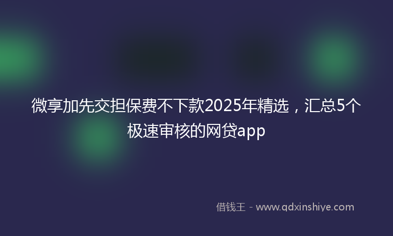 微享加先交担保费不下款2025年精选，汇总5个极速审核的网贷app