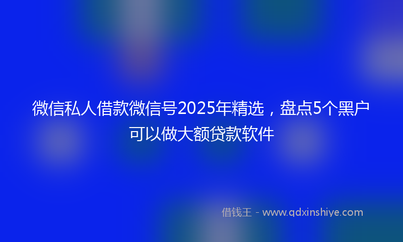 微信私人借款微信号2025年精选，盘点5个黑户可以做大额贷款软件