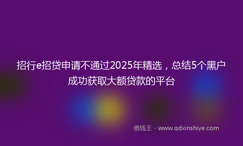招行e招贷申请不通过2025年精选，总结5个黑户成功获取大额贷款的平台