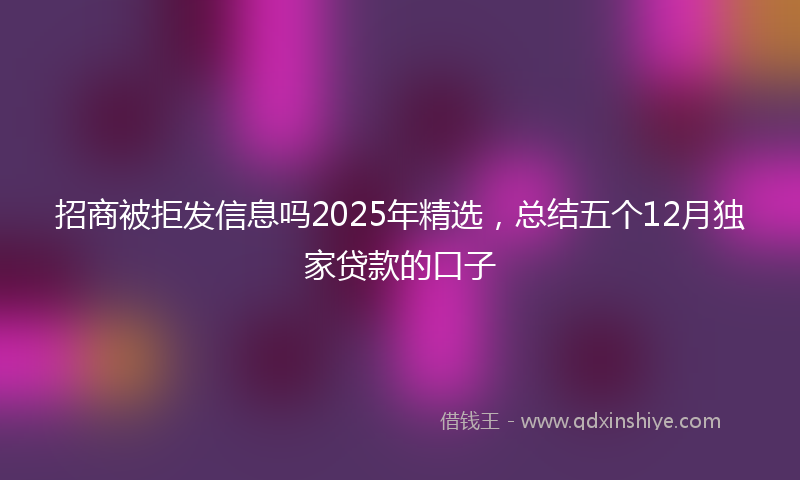 招商被拒发信息吗2025年精选，总结五个12月独家贷款的口子