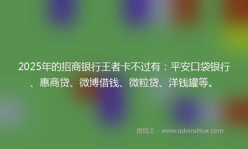 2025年的招商银行王者卡不过有：平安口袋银行、惠商贷、微博借钱、微粒贷、洋钱罐等。