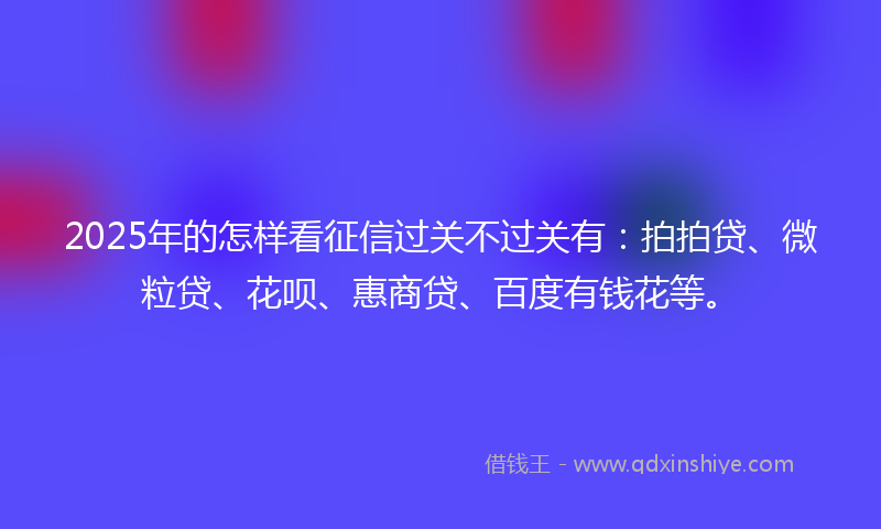 2025年的怎样看征信过关不过关有：拍拍贷、微粒贷、花呗、惠商贷、百度有钱花等。