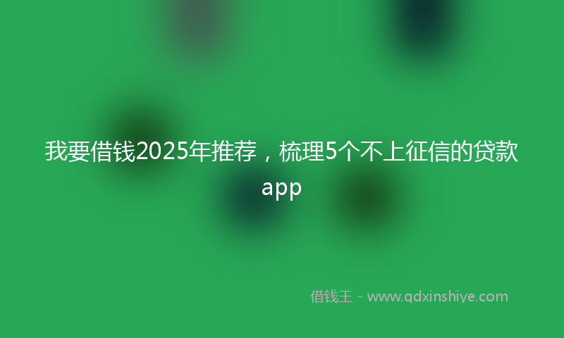我要借钱2025年推荐，梳理5个不上征信的贷款app