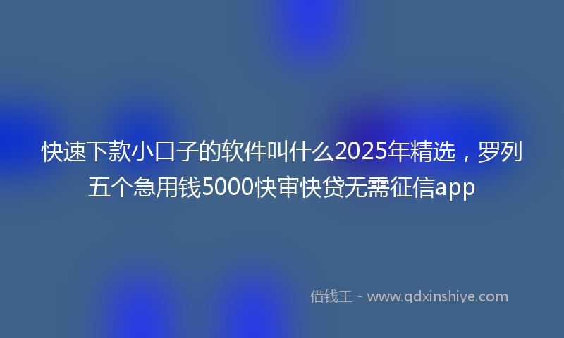快速下款小口子的软件叫什么2025年精选，罗列五个急用钱5000快审快贷无需征信app