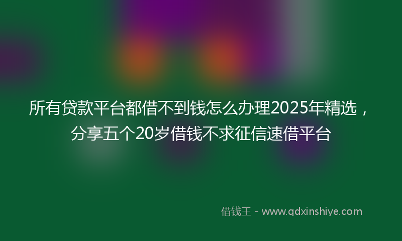 所有贷款平台都借不到钱怎么办理2025年精选，分享五个20岁借钱不求征信速借平台