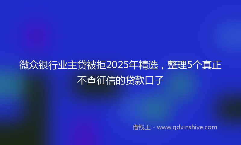 微众银行业主贷被拒2025年精选，整理5个真正不查征信的贷款口子