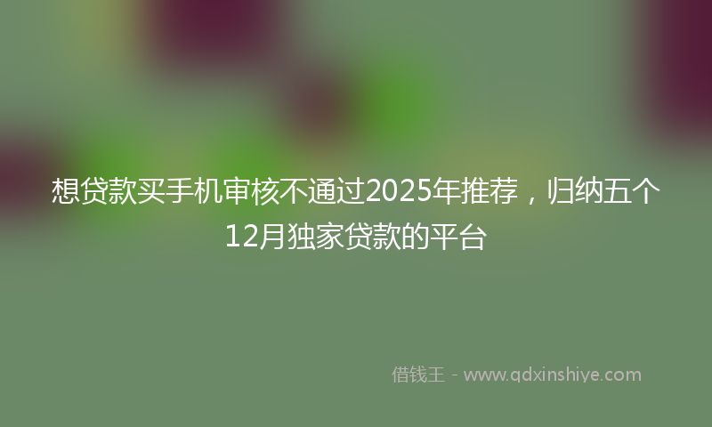 想贷款买手机审核不通过2025年推荐，归纳五个12月独家贷款的平台