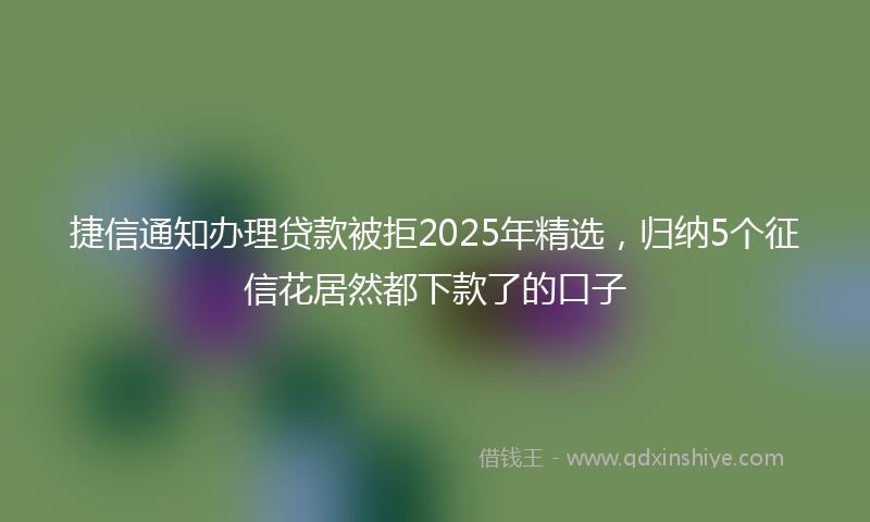 捷信通知办理贷款被拒2025年精选，归纳5个征信花居然都下款了的口子