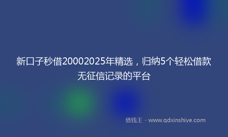 新口子秒借20002025年精选，归纳5个轻松借款无征信记录的平台