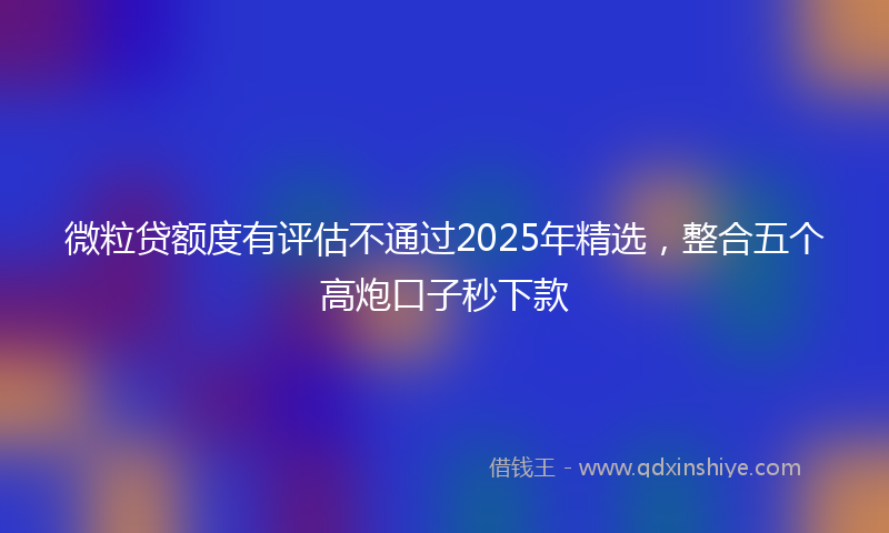 微粒贷额度有评估不通过2025年精选，整合五个高炮口子秒下款