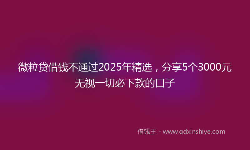 微粒贷借钱不通过2025年精选，分享5个3000元无视一切必下款的口子