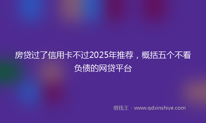 房贷过了信用卡不过2025年推荐，概括五个不看负债的网贷平台
